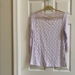 White and ivory Polka Dot Women's Top